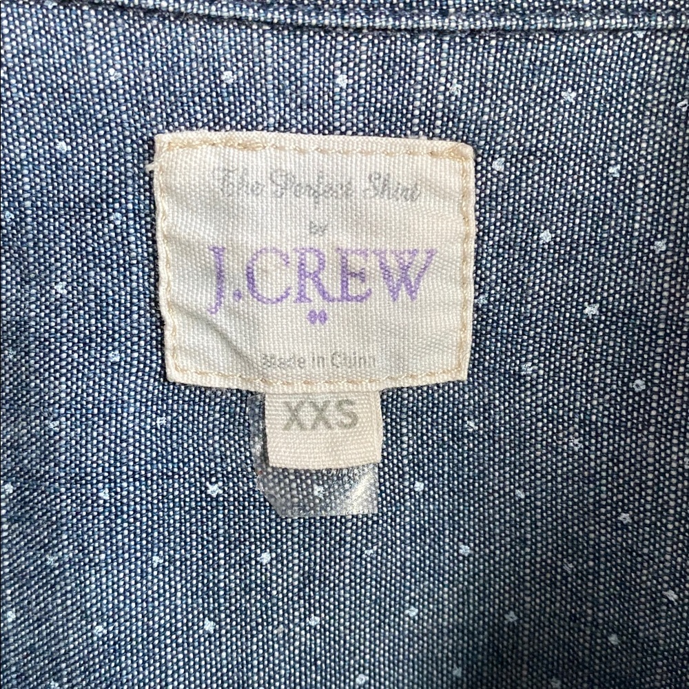 J.Crew chambray polka dot button up shirt XXS - Picture 2 of 6